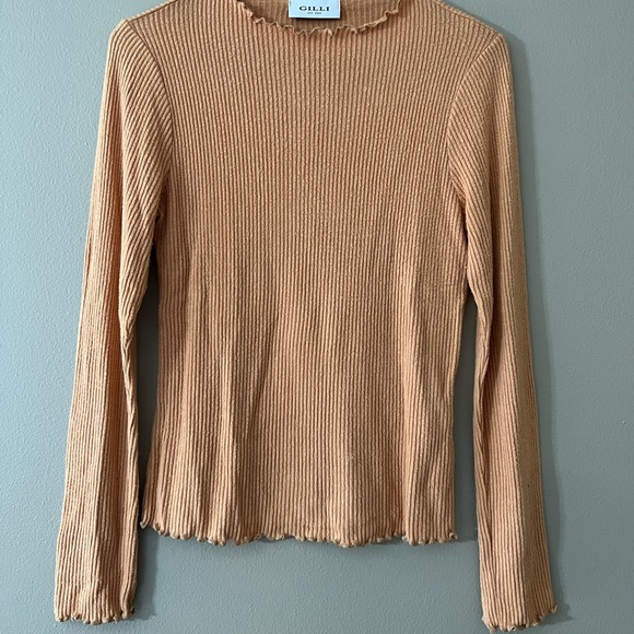 Gilli Women's Copper Lettuce Trim Soft Ribbed Knit Top - Size M - Picture 6 of 10